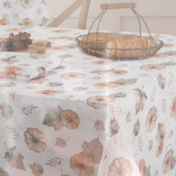 Fall Fabric Tablecloth 60x84 Pumpkins Autumn Leaf Leaves - Picture 3 of 3